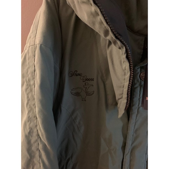 vintage men snow goose down filled parka coat size m in khaki green - Picture 2 of 16